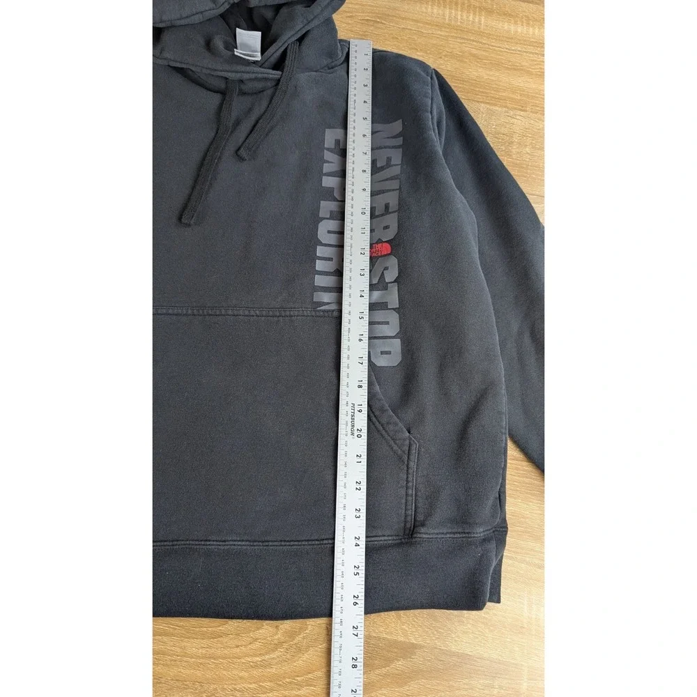 The North Face Mens Hoodie Pullover Sweatshirt Size LARGE Black Red Logo